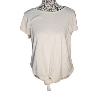 MADEWELL Tie Front T-Shirt Short Sleeve Casual Top Comfy Knit White Plus size 2X